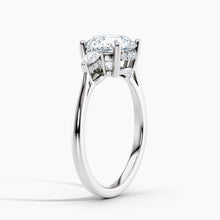 Load image into Gallery viewer, Petite Modern Three Stone Round Diamond Hidden Halo Engagement Ring
