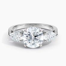 Load image into Gallery viewer, Modern Three Stone Hidden Halo Engagement Ring
