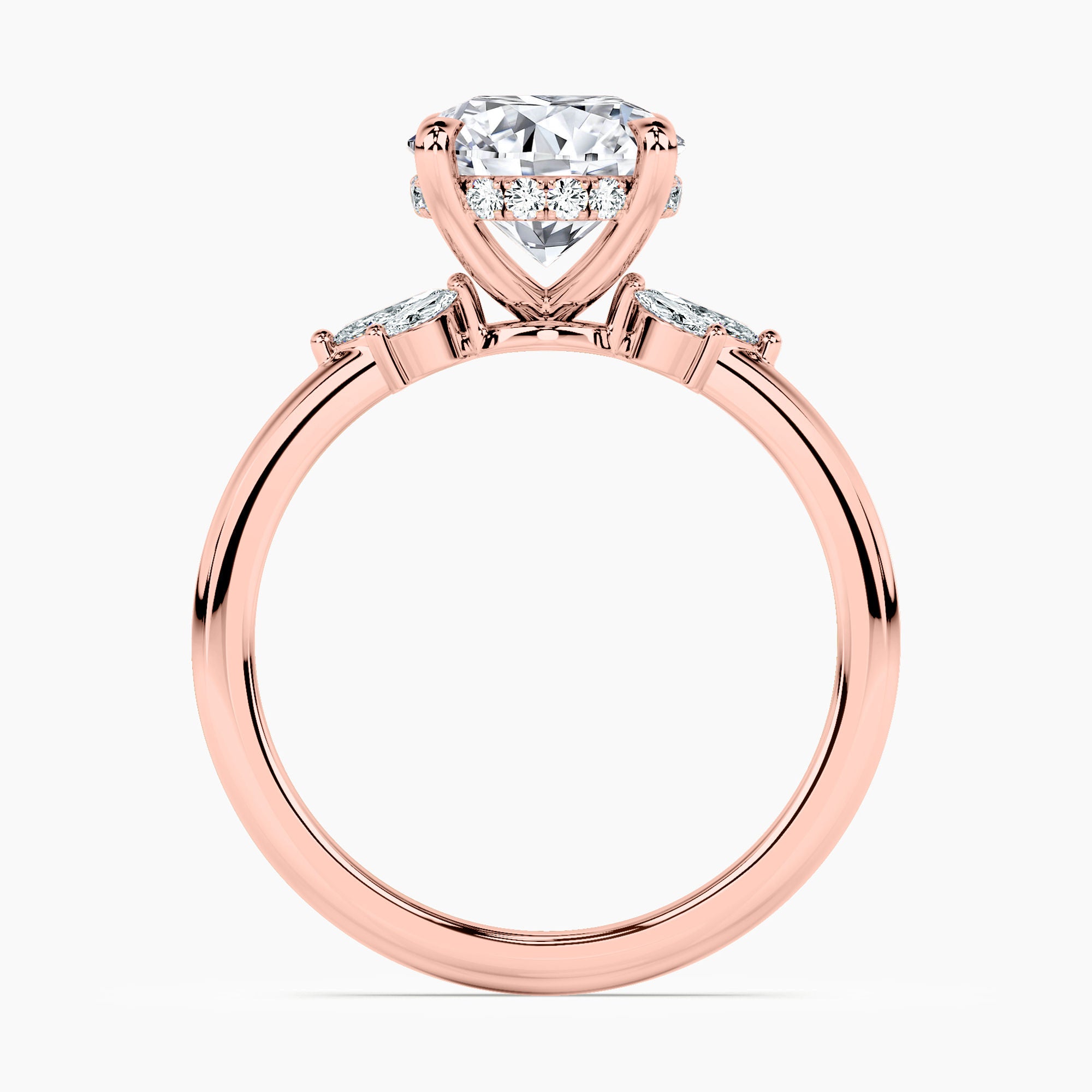 Half Sunburst Marquise Accents Engagement Ring