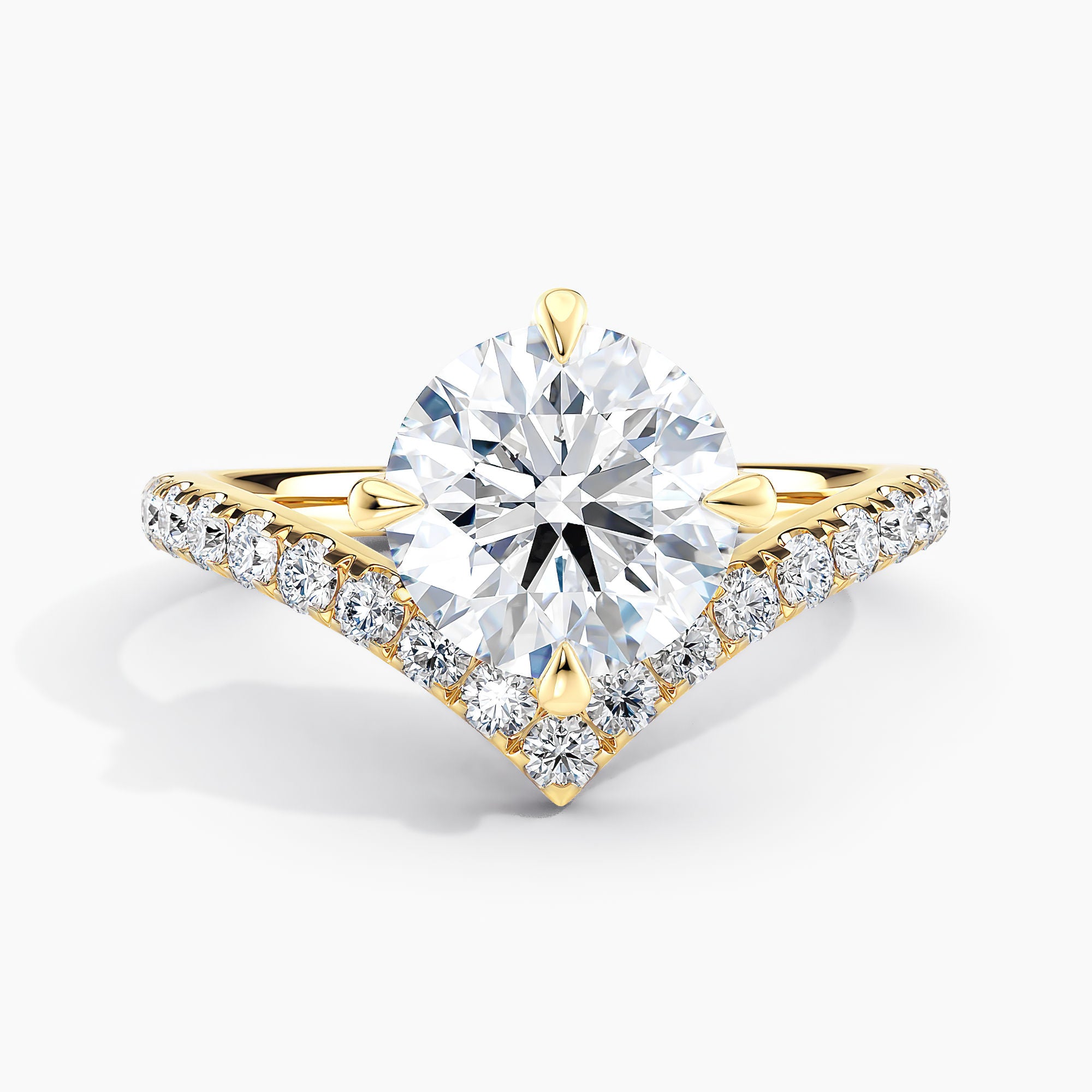 Chevron Diamond V Engagement Ring