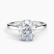 Load image into Gallery viewer, Tapered Classic Hidden Halo Oval Diamond Engagement Ring
