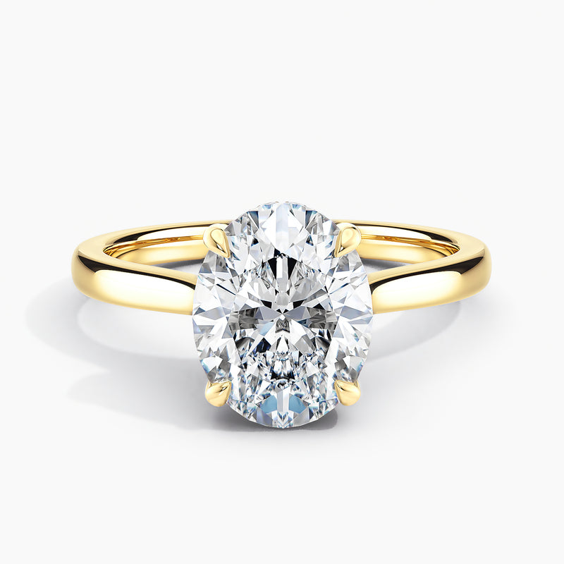 Tapered Classic Hidden Halo Oval Diamond Engagement Ring