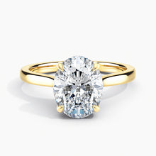 Load image into Gallery viewer, Tapered Classic Hidden Halo Oval Diamond Engagement Ring
