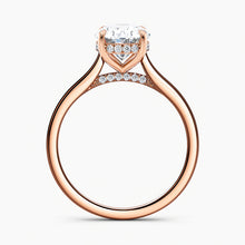 Load image into Gallery viewer, Tapered Classic Hidden Halo Oval Diamond Engagement Ring
