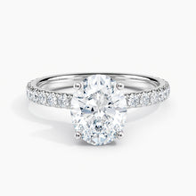 Load image into Gallery viewer, Ribbon Hidden Halo Oval Diamond Engagement Ring
