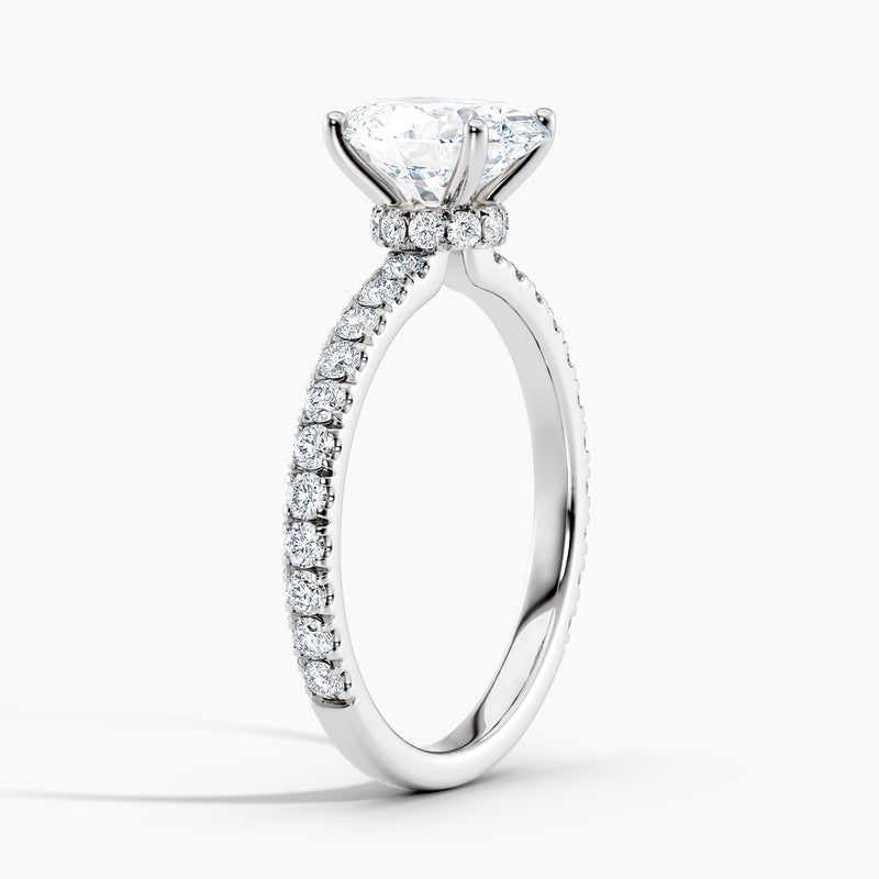 Ribbon Hidden Halo Oval Diamond Engagement Ring