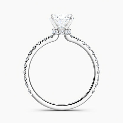 Oval 3.00 Ct Lab Grown Diamond Pavé Band Ring - Sterling Silver