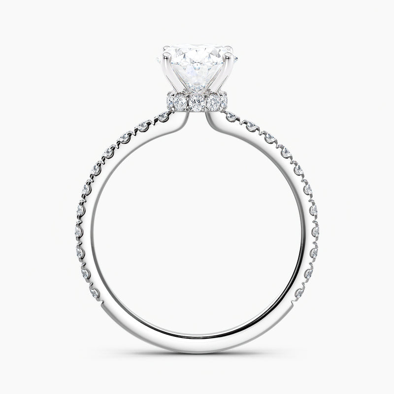 Ribbon Hidden Halo Oval Diamond Engagement Ring
