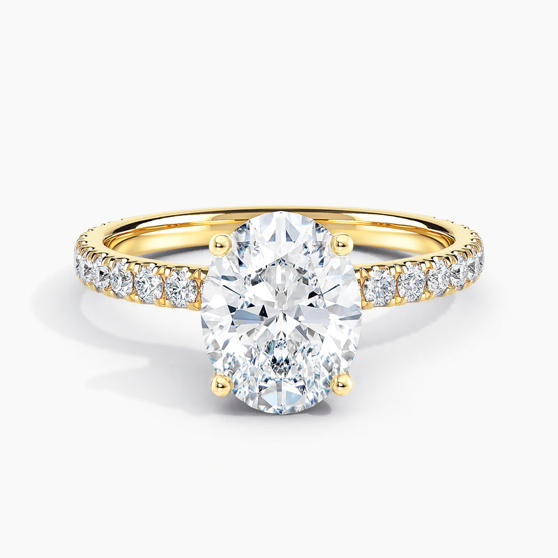 Oval 3.00 Ct Lab Grown Diamond Pavé Band Ring - Sterling Silver