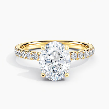 Oval 3.00 Ct Lab Grown Diamond Pavé Band Ring - Sterling Silver