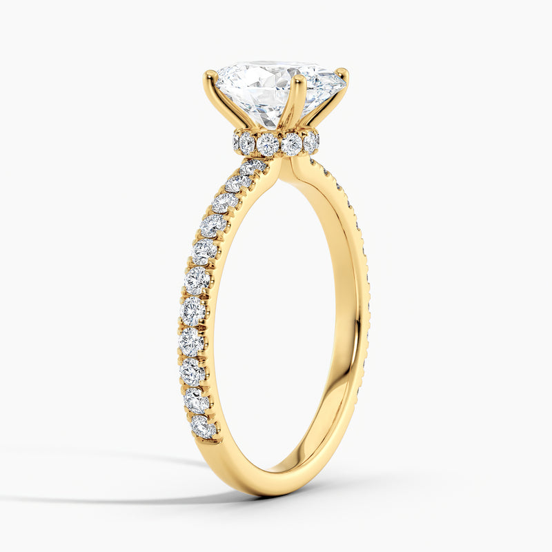 Ribbon Hidden Halo Oval Diamond Engagement Ring