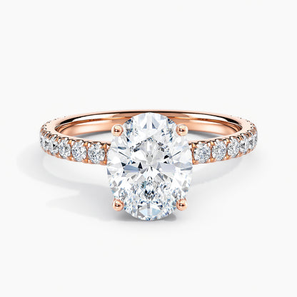 Oval 3.00 Ct Lab Grown Diamond Pavé Band Ring - Sterling Silver