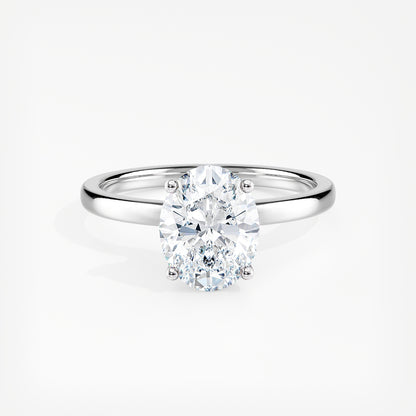 Oval 2.00 Ct Lab Grown Diamond Solitaire Ring - Sterling Silver