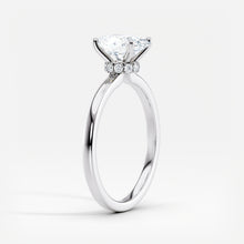 Load image into Gallery viewer, Classic Ribbon Oval Diamond Halo Engagement Ring

