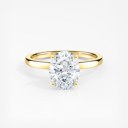 Oval 2.00 Ct Lab Grown Diamond Solitaire Ring - Sterling Silver