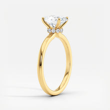 Load image into Gallery viewer, Classic Ribbon Oval Diamond Halo Engagement Ring
