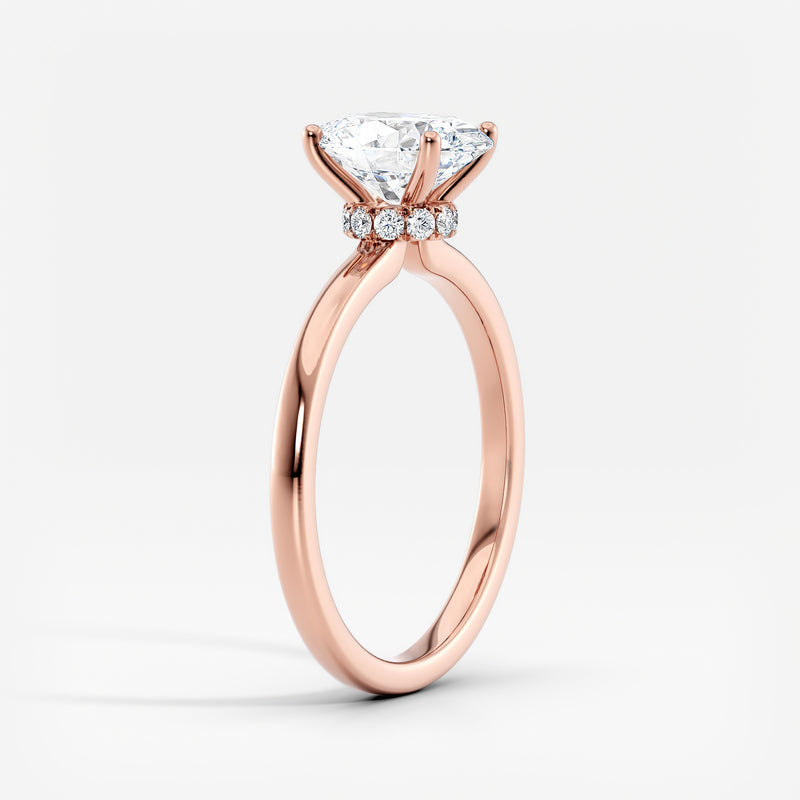 Classic Ribbon Oval Diamond Halo Engagement Ring