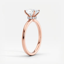 Load image into Gallery viewer, Classic Ribbon Oval Diamond Halo Engagement Ring
