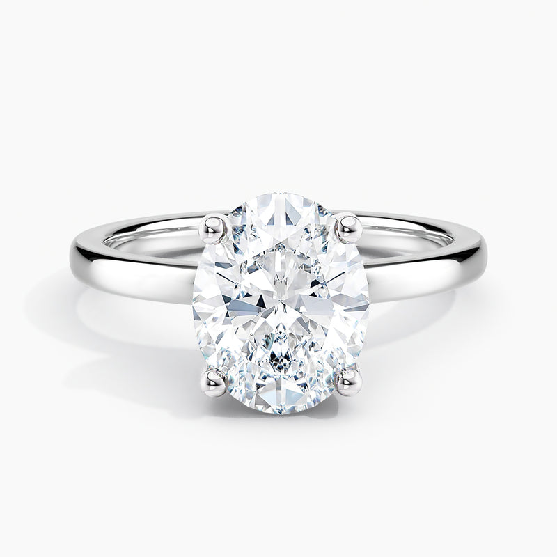 Classic Hidden Oval Diamond Halo Solitaire Engagement Ring