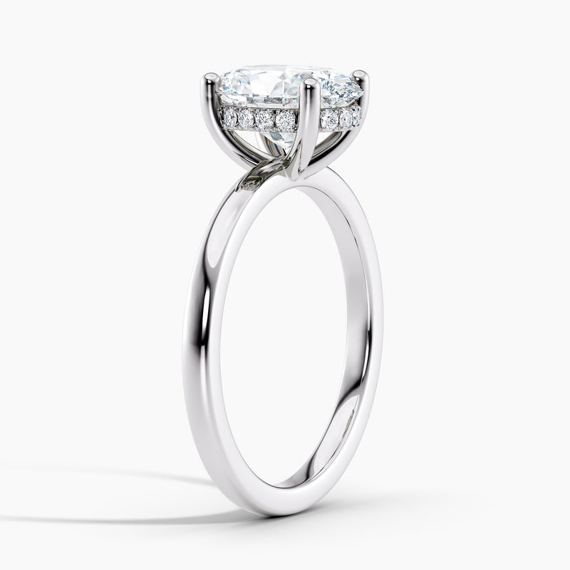 Classic Hidden Oval Diamond Halo Solitaire Engagement Ring