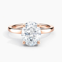 Load image into Gallery viewer, Classic Hidden Oval Diamond Halo Solitaire Engagement Ring
