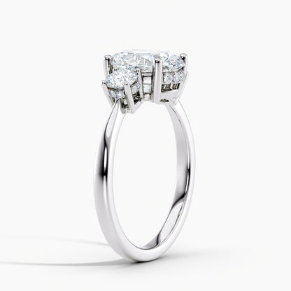 Oval 3.20 Ct Lab Grown Diamond Three Stone Ring - Sterling Silver