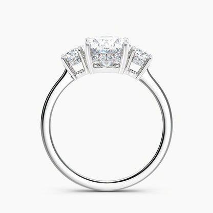 Oval 3.20 Ct Lab Grown Diamond Three Stone Ring - Sterling Silver