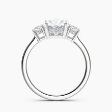 Load image into Gallery viewer, Tapered Three Stone Oval Diamond Hidden Halo Engagement Ring
