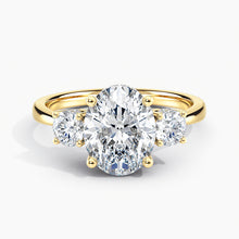 Load image into Gallery viewer, Tapered Three Stone Oval Diamond Hidden Halo Engagement Ring
