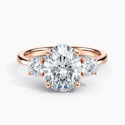 Oval 3.20 Ct Lab Grown Diamond Three Stone Ring - Sterling Silver