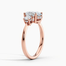 Load image into Gallery viewer, Tapered Three Stone Oval Diamond Hidden Halo Engagement Ring
