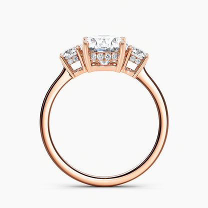 Oval 3.20 Ct Lab Grown Diamond Three Stone Ring - Sterling Silver