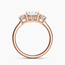 Load image into Gallery viewer, Tapered Three Stone Oval Diamond Hidden Halo Engagement Ring
