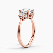 Load image into Gallery viewer, Tapered Three Stone Oval Diamond Hidden Halo Engagement Ring
