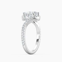 Load image into Gallery viewer, Petite Modern Three Stone Oval Diamond Hidden Halo Engagement Ring
