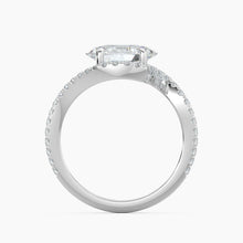 Load image into Gallery viewer, Petite Modern Three Stone Oval Diamond Hidden Halo Engagement Ring
