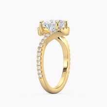 Load image into Gallery viewer, Petite Modern Three Stone Oval Diamond Hidden Halo Engagement Ring
