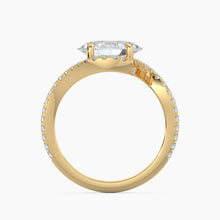 Load image into Gallery viewer, Petite Modern Three Stone Oval Diamond Hidden Halo Engagement Ring
