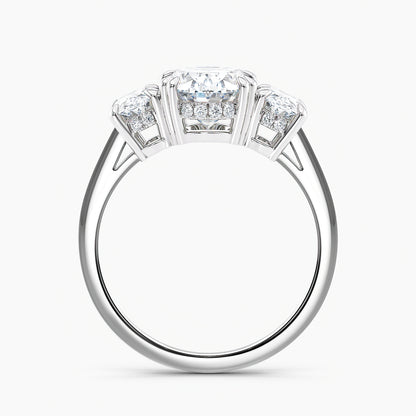 Oval 3.50 Ct Lab Grown Diamond Three Stone Ring - Sterling Silver