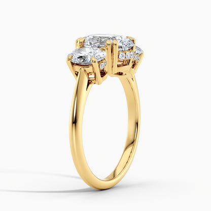 Oval 3.50 Ct Lab Grown Diamond Three Stone Ring - Sterling Silver