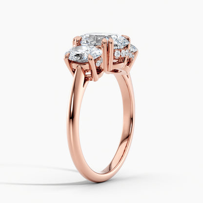 Oval 3.50 Ct Lab Grown Diamond Three Stone Ring - Sterling Silver