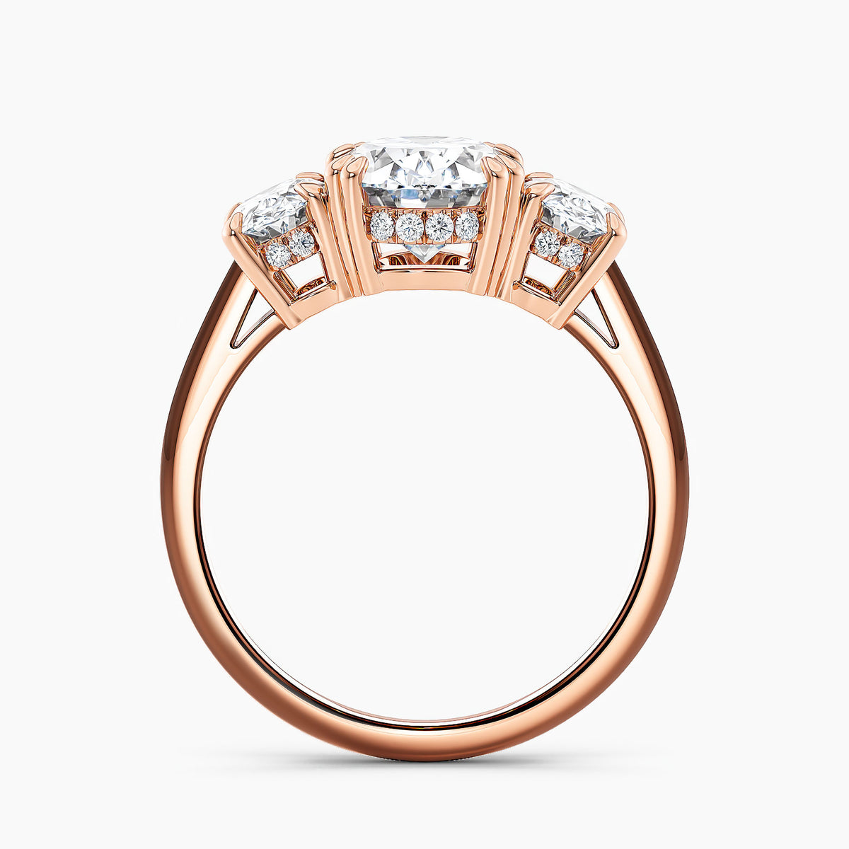 Oval 3.50 Ct Lab Grown Diamond Three Stone Ring - Sterling Silver