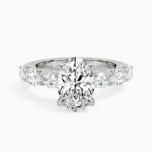 Load image into Gallery viewer, Adorned East-West Oval Crescent Engagement Ring
