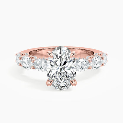 Oval 3.30 Ct Lab Grown Diamond Solitaire Ring - Sterling Silver