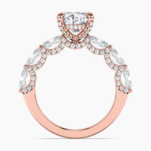 Load image into Gallery viewer, Adorned East-West Oval Crescent Engagement Ring
