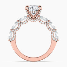 Load image into Gallery viewer, Adorned East-West Oval Crescent Engagement Ring
