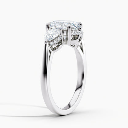 Oval 3.10 Ct Lab Grown Diamond Three Stone Ring - Sterling Silver