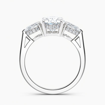 Oval 3.10 Ct Lab Grown Diamond Three Stone Ring - Sterling Silver