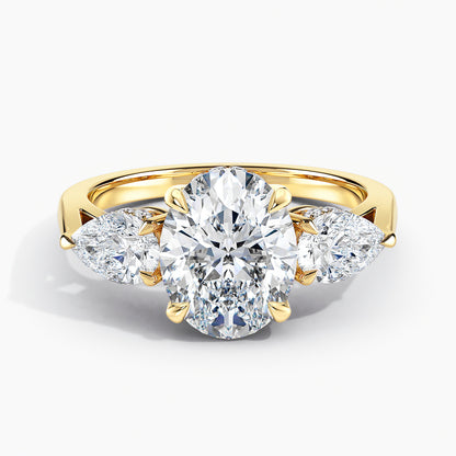 Oval 3.10 Ct Lab Grown Diamond Three Stone Ring - Sterling Silver