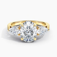 Load image into Gallery viewer, Modern Three Stone Oval Diamond Hidden Halo Engagement Ring
